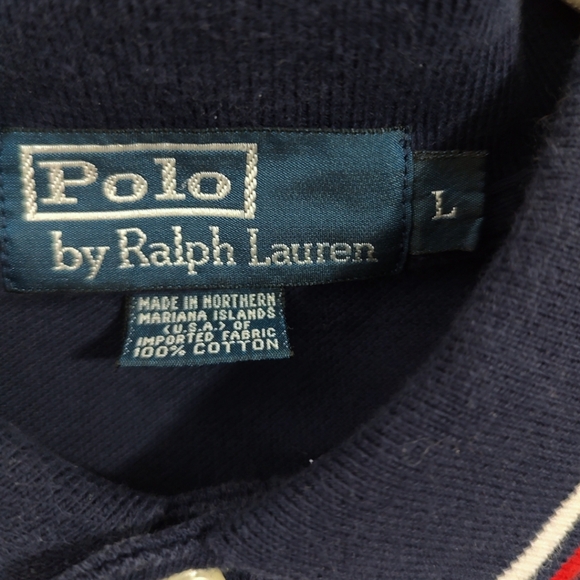 Polo Ralph Lauren White Big Pony Navy Blue Short Sleeve Polo Mens Size Large - Picture 3 of 4